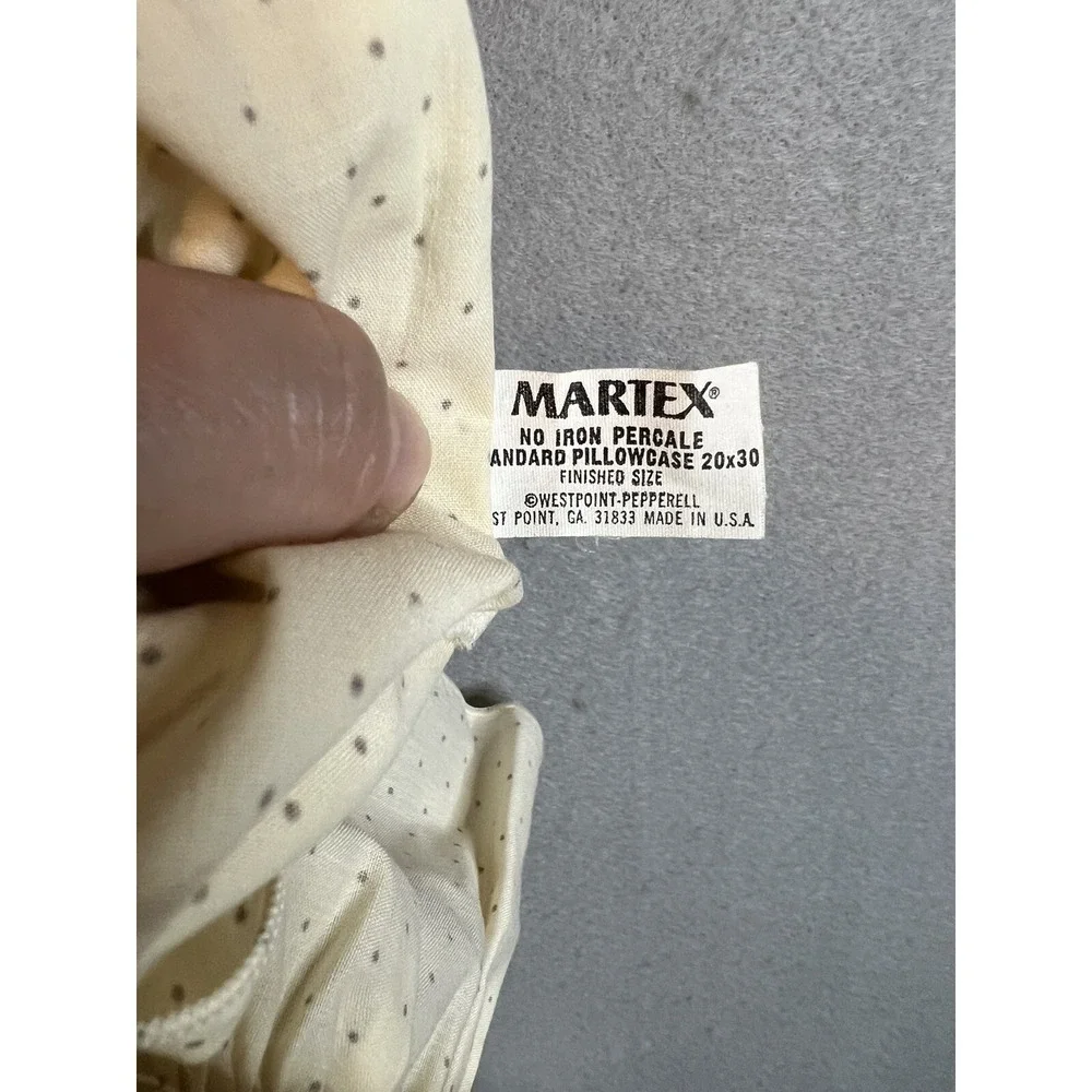 Martex Vintage Full Size Sheets & Pillowcases Polkadot & Roses‎ Cream / Brown